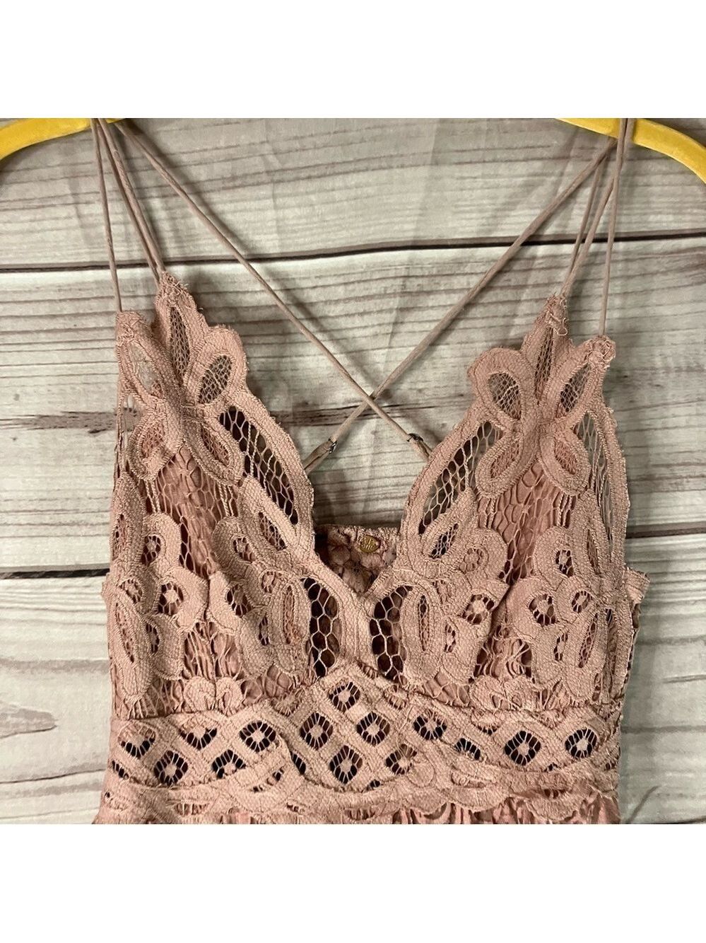 FREE People Adella Crochet Lace Slip Velvet Burnout Dress in Pink - Picture 6 of 12